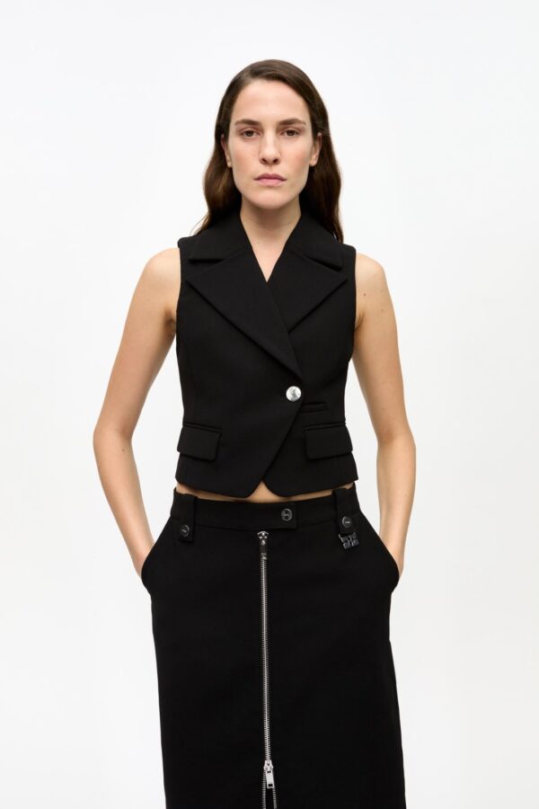 BONDED CREPE VEST, black