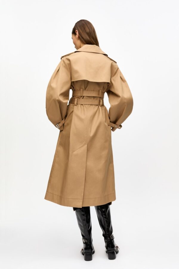 CAMEL BONDED COTTON TRENCH COAT - Image 2