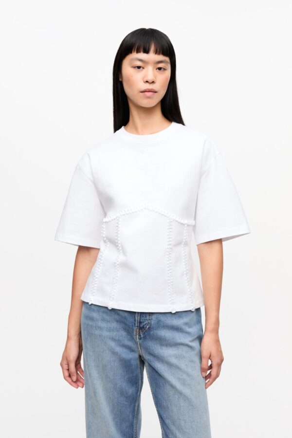 WHITE COTTON TIE BACK T-SHIRT