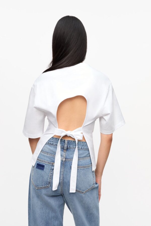 WHITE COTTON TIE BACK T-SHIRT - Image 2