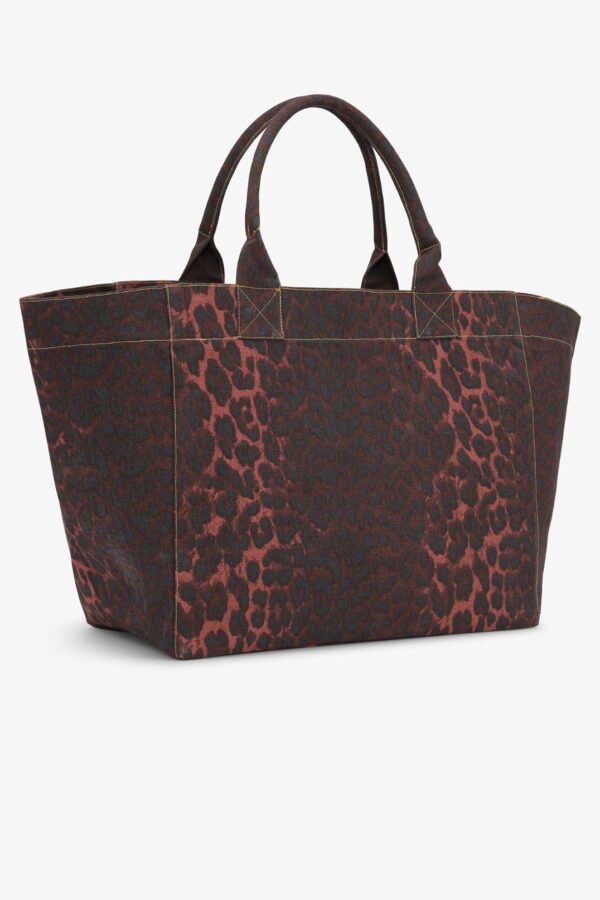 OVERSIZED RED LEOPARD-PRINT CANVAS TOTE BAG - Image 2