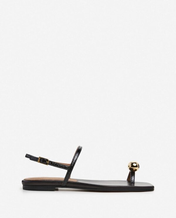 IDRIS LEATHER SANDALS, snake black