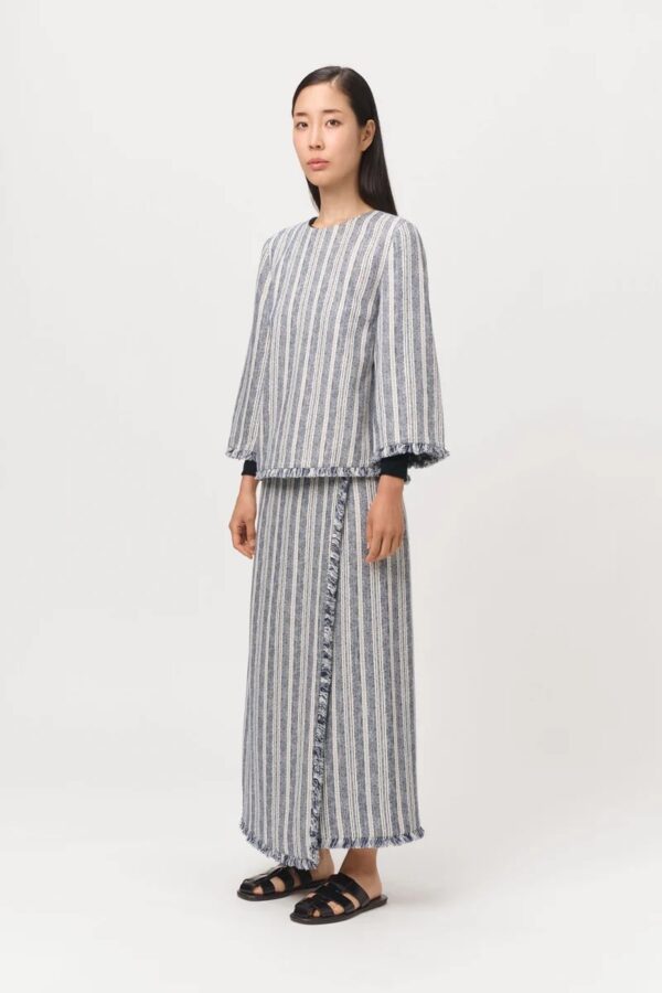MAE SKIRT, multi blue stripe