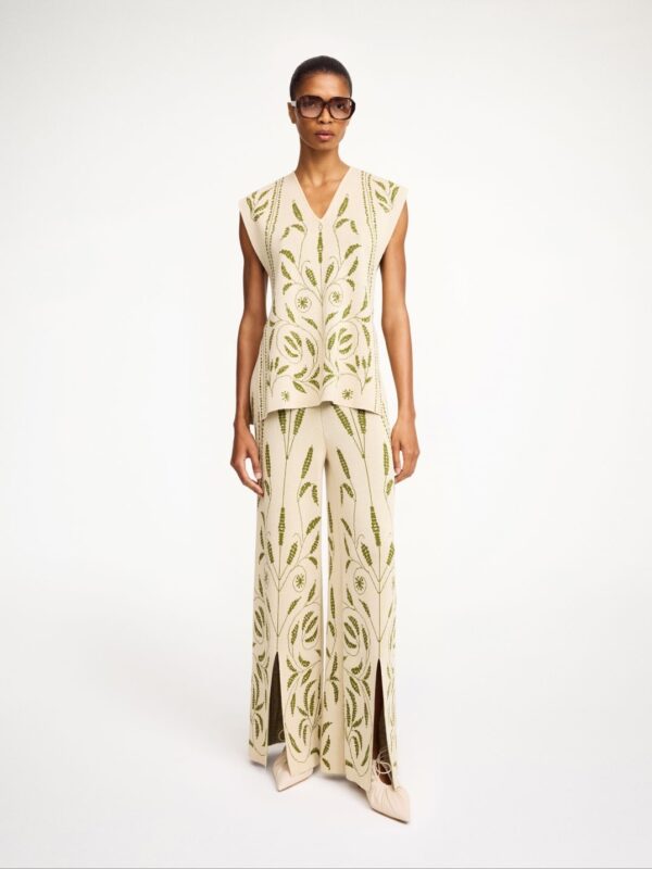 JORITH WIDE-LEG TROUSERS, garden jacquard