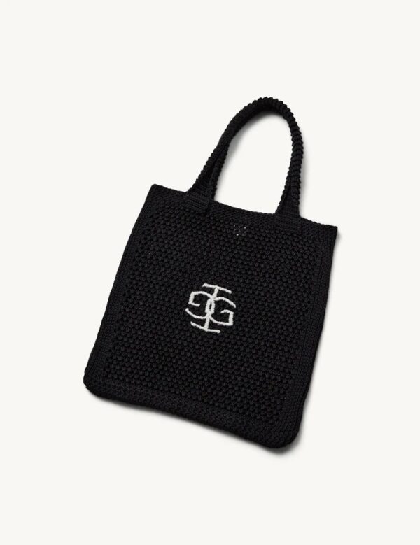 ST. TROPEZ CROCHET LOGO BAG CREAM, black