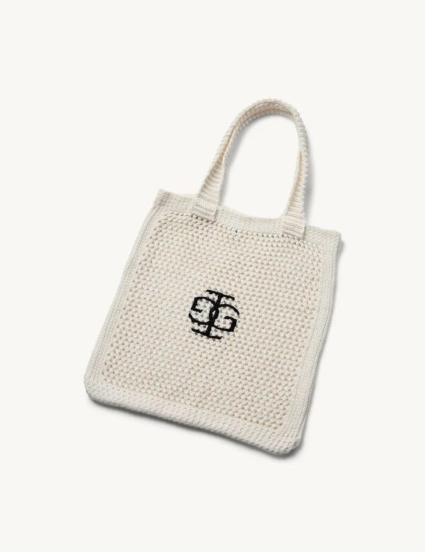 ST. TROPEZ CROCHET LOGO BAG CREAM, cream