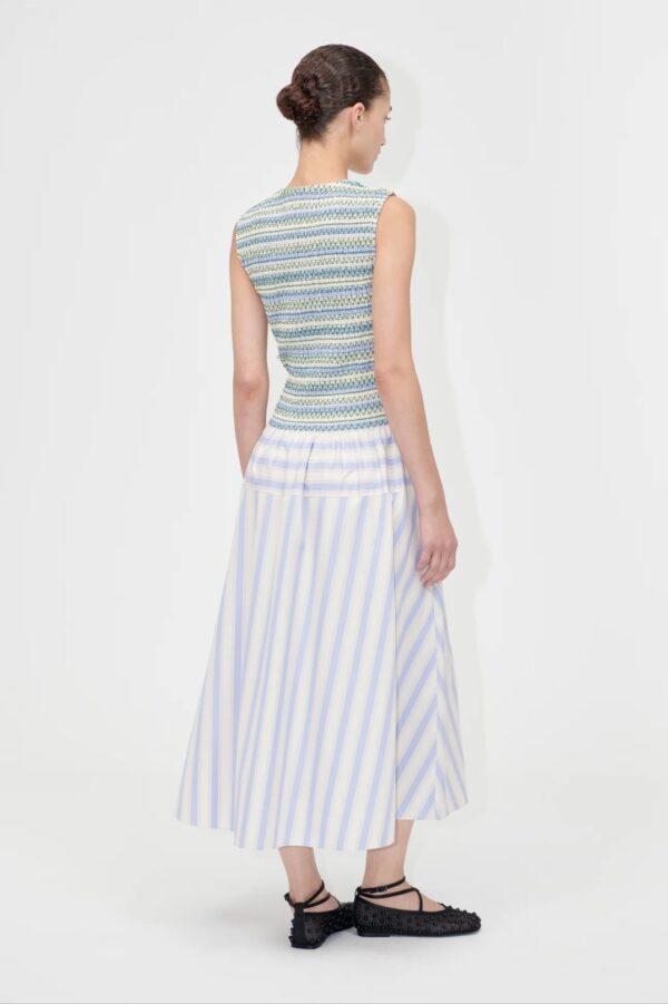 SMOCKED GATHERED TANK DRESS, pastel stripes - Image 2