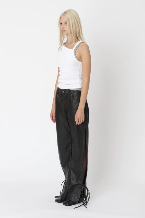 BAGGY STRING LEATHER TROUSERS, black - Image 2