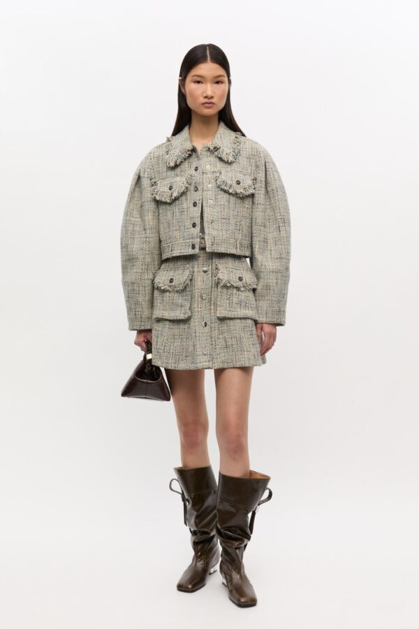 SHORT TWEED JACKET, alaskan blue