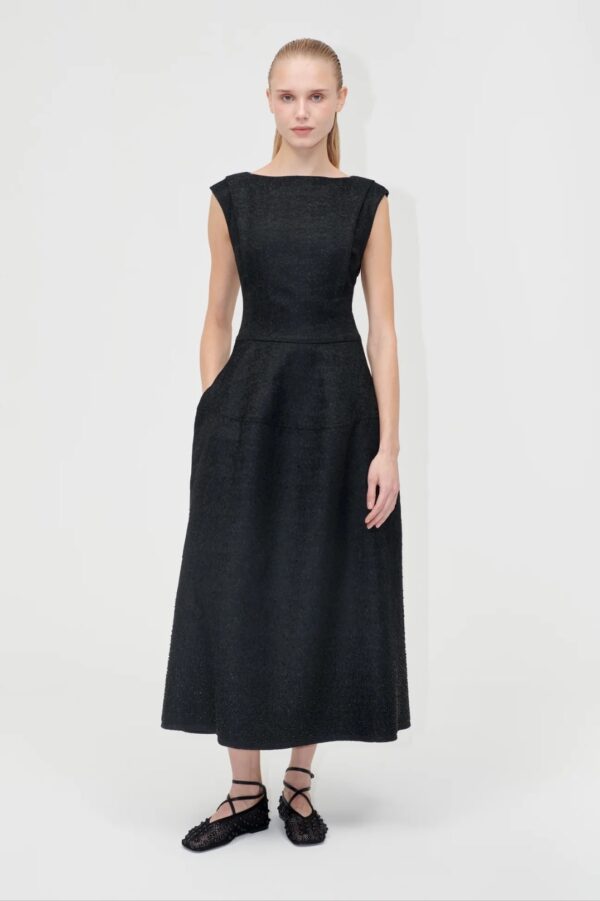 SLEEVELESS BOATNECK MIDI DRESS, gradient beads