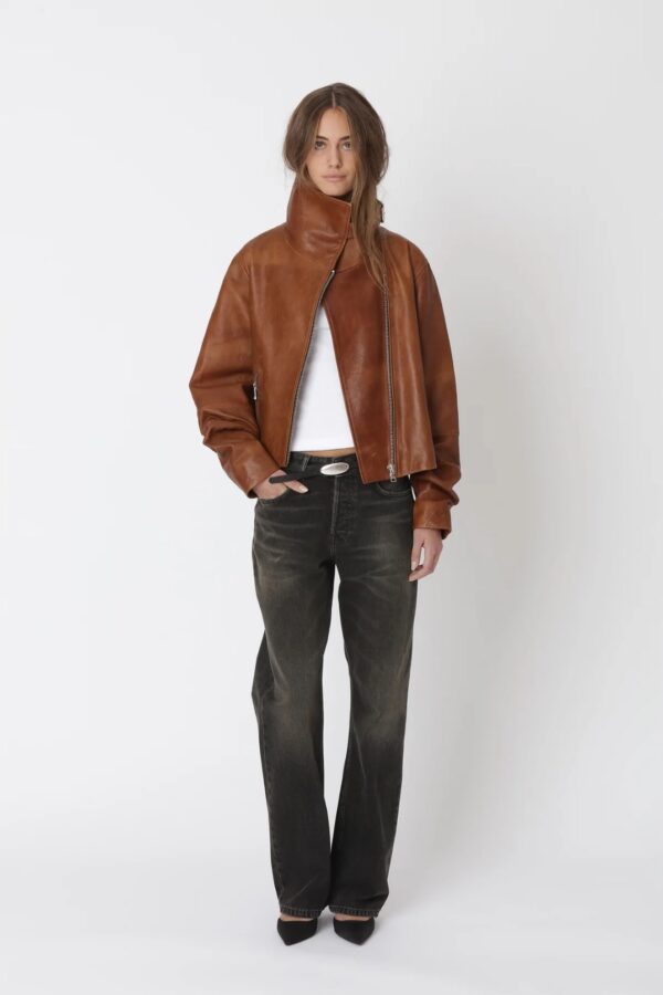TIBBY LEATHER JACKET, washed red