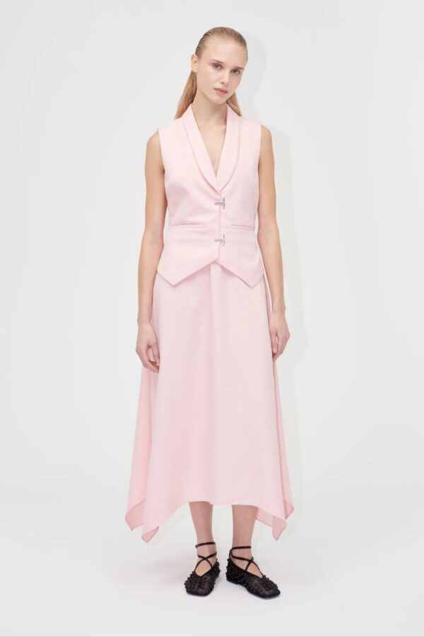 TAILORED HANDKERCHIEF DRESS, coral blush