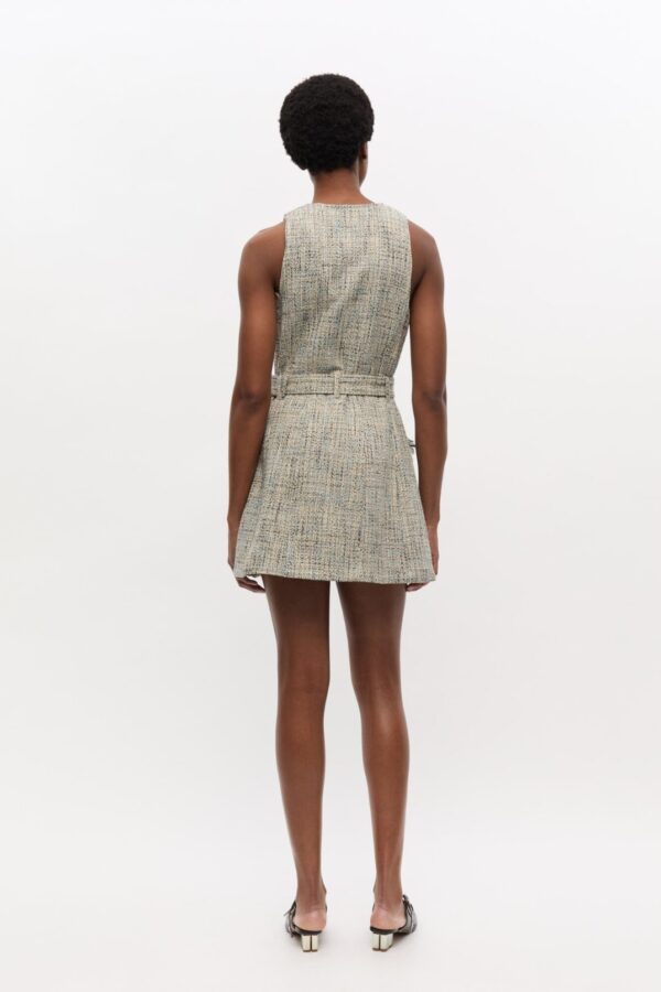 TWEED SLEEVELESS BELTED DRESS, alaskan blue - Image 3