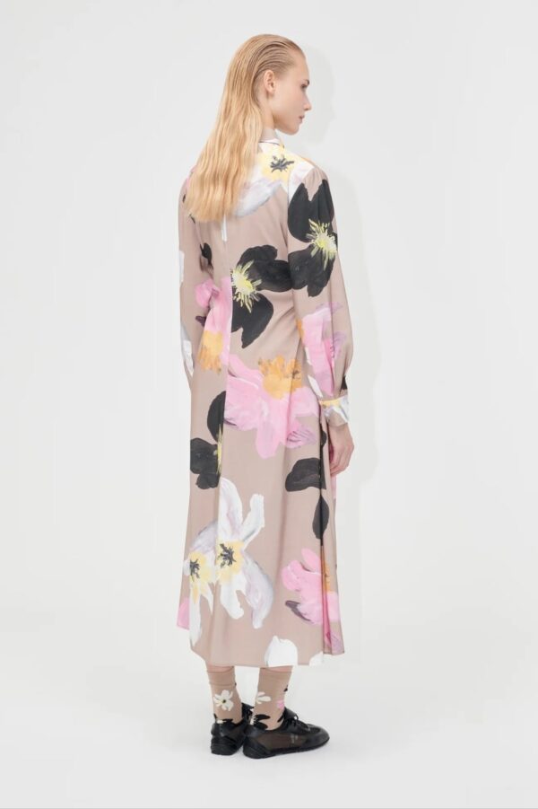 WAIST GATHER SHIRT MIDI DRESS, wild flowers - Image 2