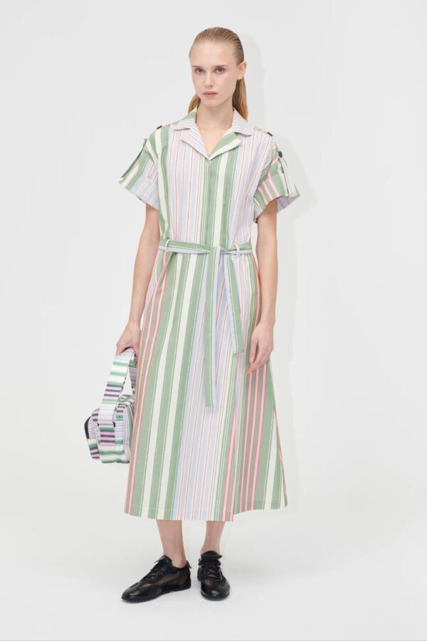 WORKWEAR MIDI DRESS, forest stripe