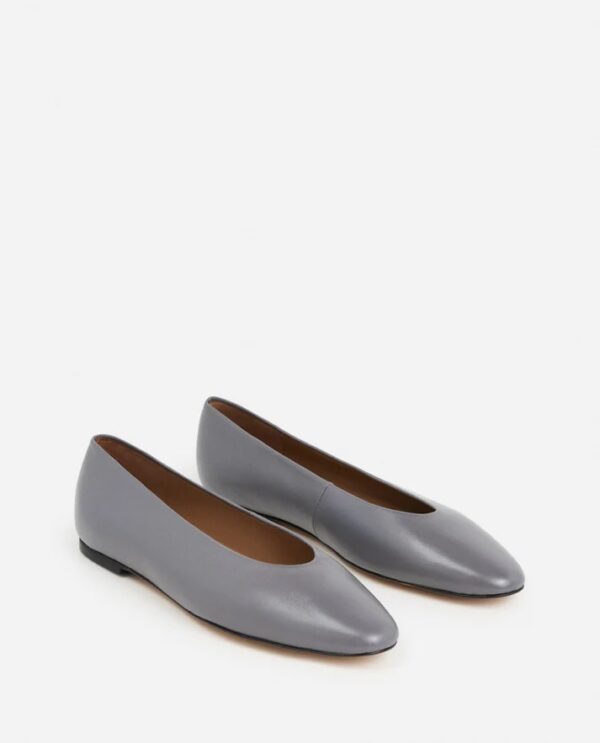 BELINDA LEATHER FLATS, stone grey