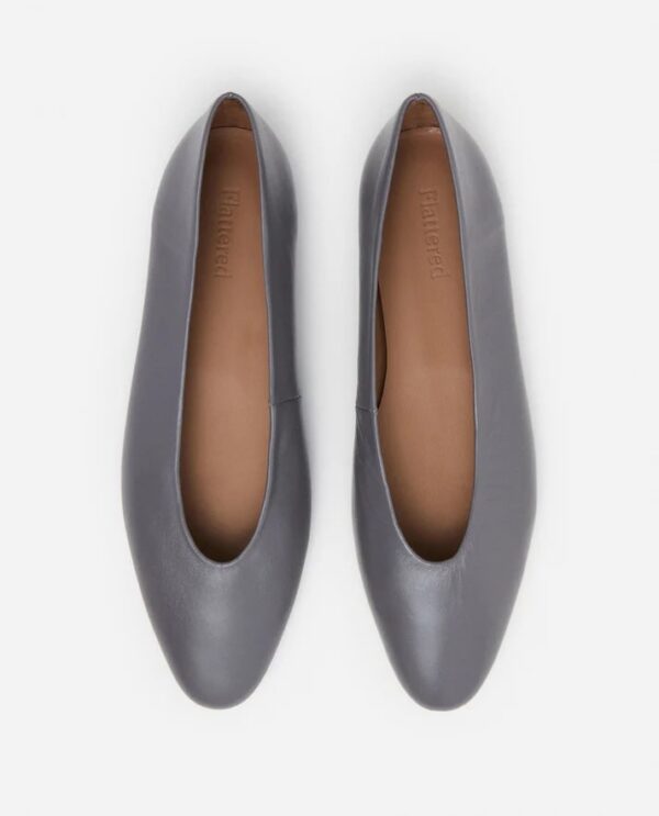 BELINDA LEATHER FLATS, stone grey - Image 2