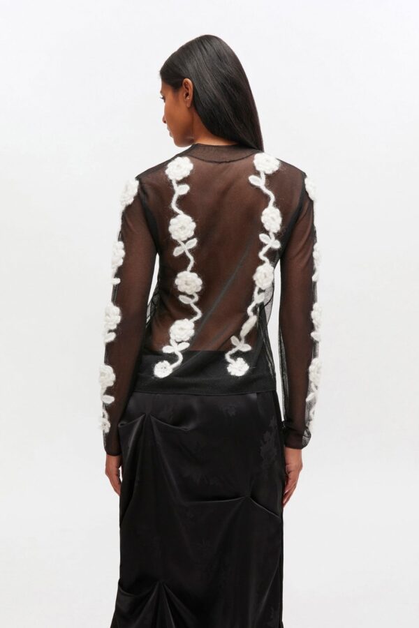 FLOWER CROCHET TURTLENECK, black - Image 2