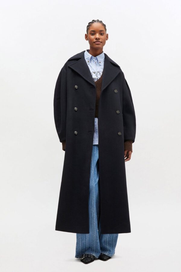 WOOL PEACOAT OVERSIZED COAT, sky captain