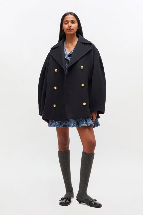 WOOL PEACOAT SHORT COAT, sky captain