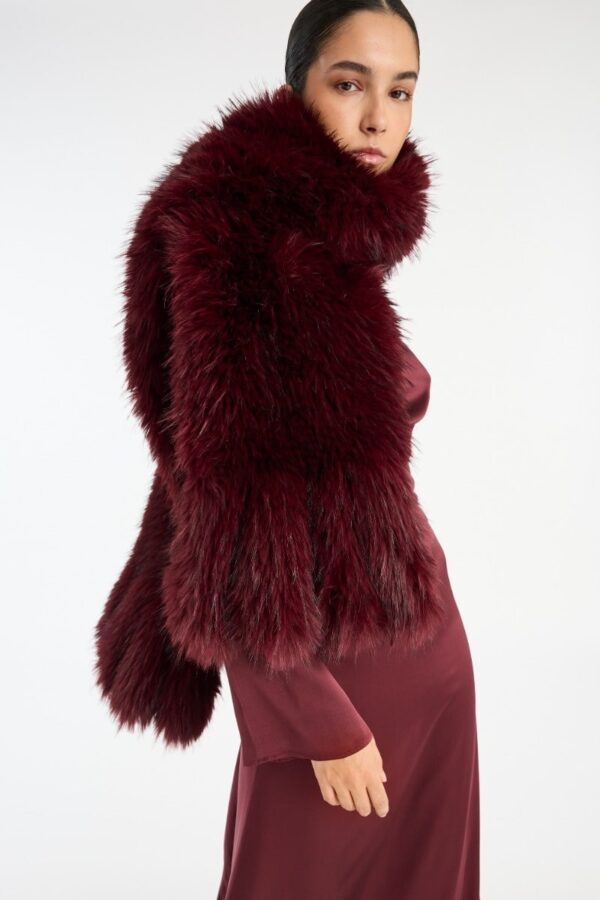 FAUX FUR SCARF, burgundy