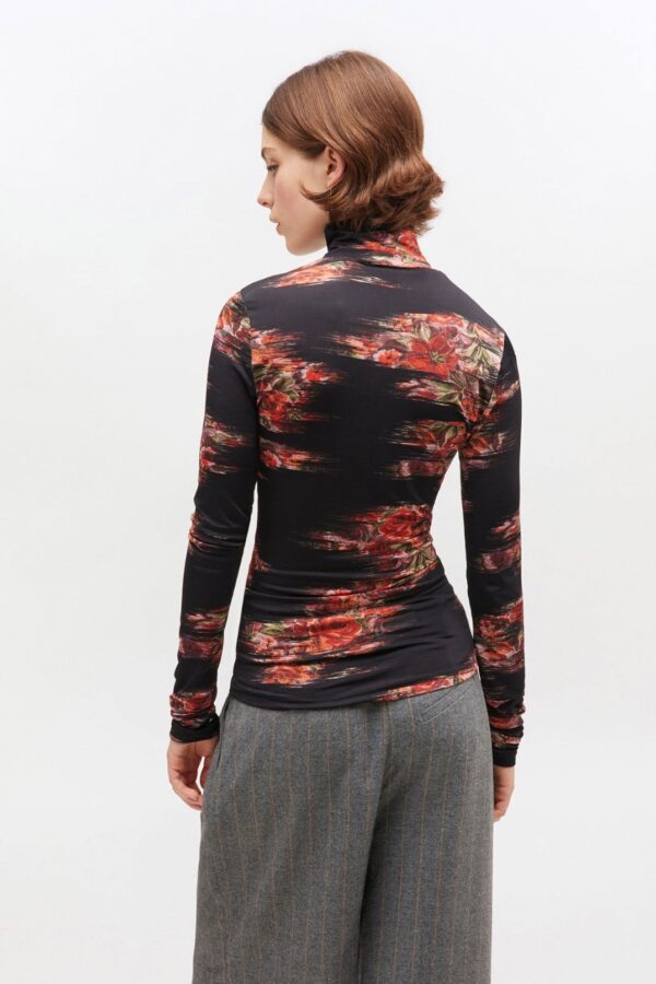 FLORAL JERSEY TURTLENECK, black - Image 2