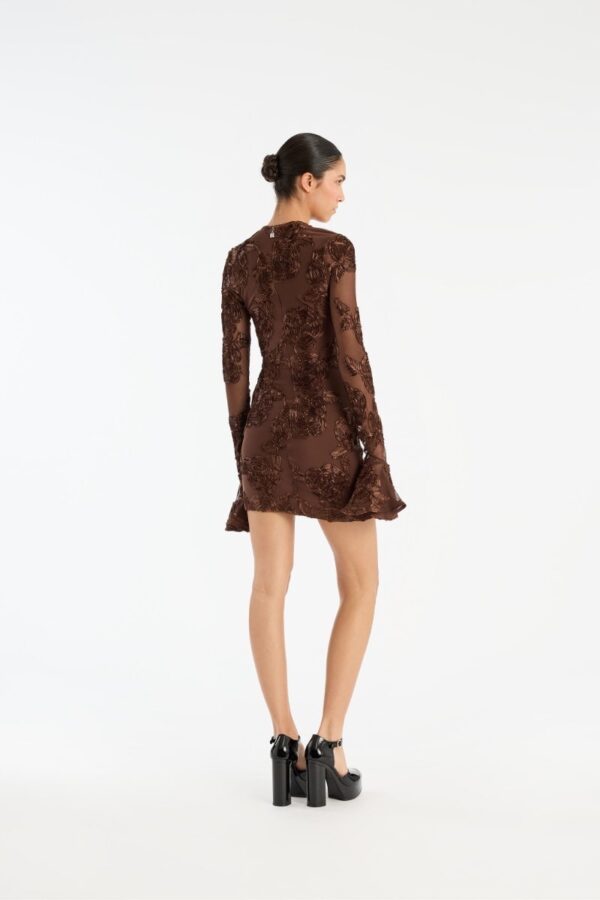 FLOWER MESH MINI DRESS, dark brown - Image 2