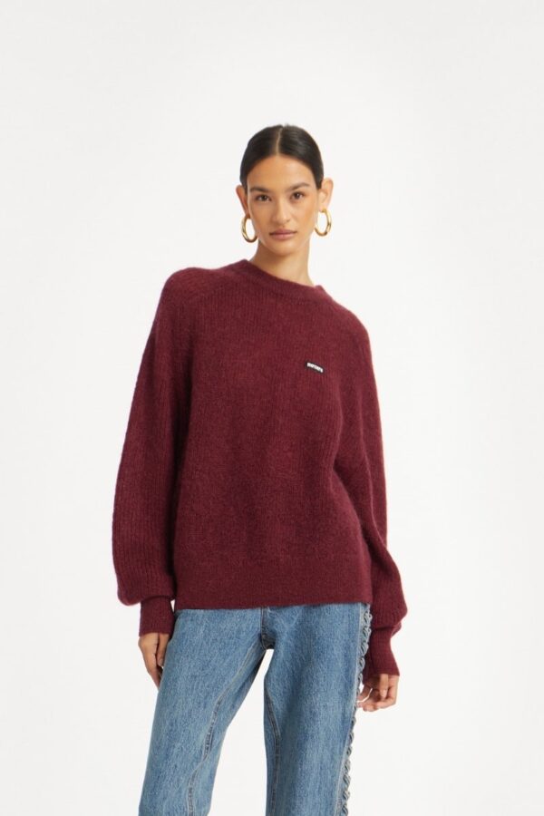 LIGHT KNIT LOGO SWEATER, bordeaux