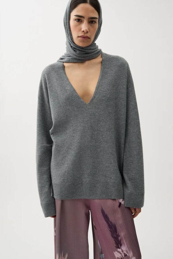 PHLOX KNITTED SWEATER, light grey melange - Image 2