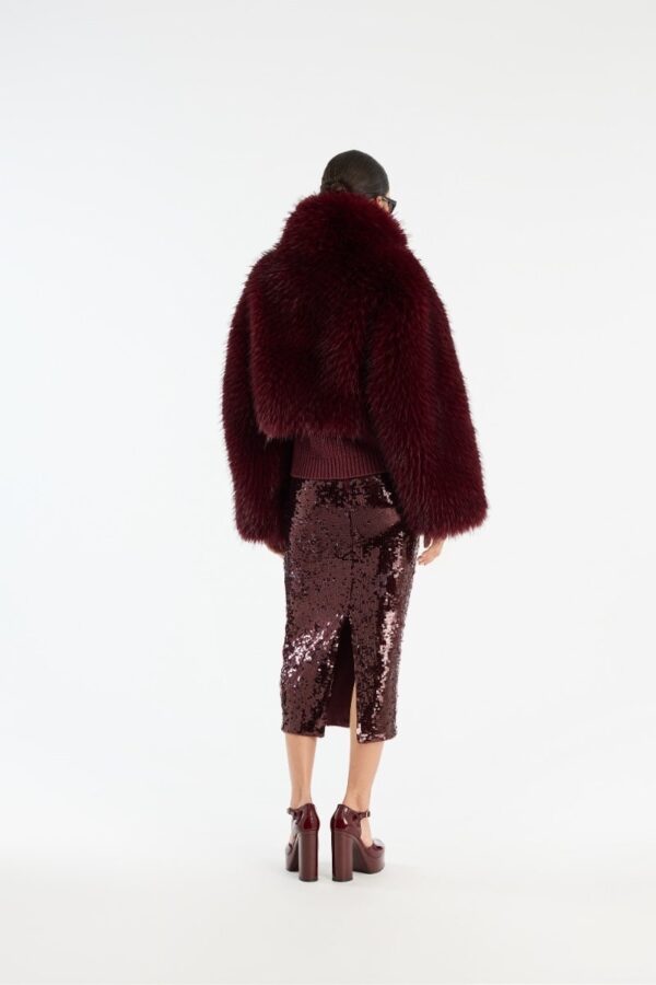 SEQUINS PENCIL SKIRT, burgundy - Image 2