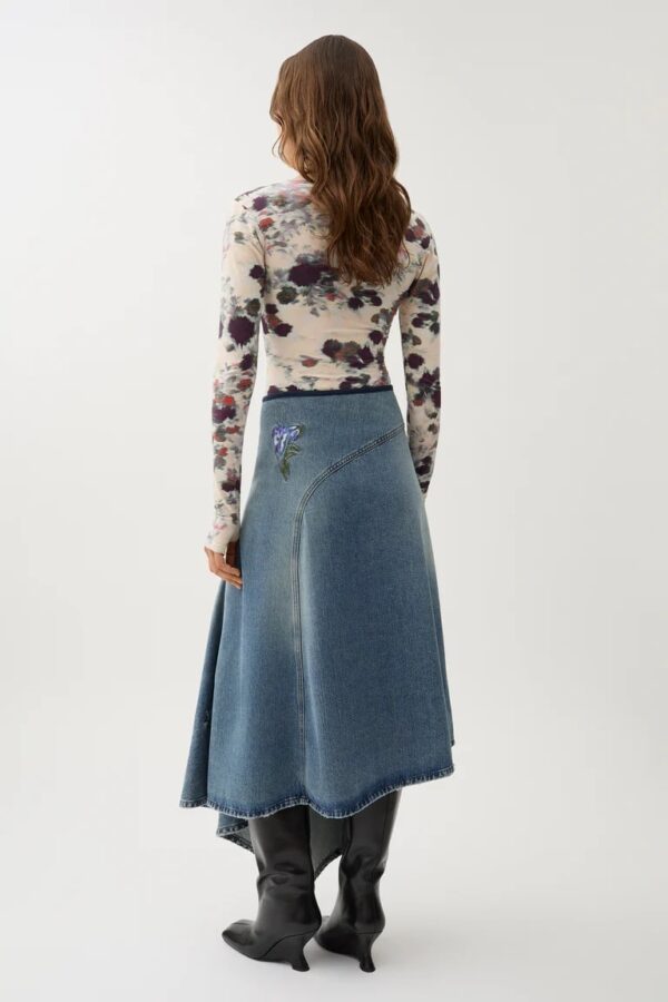 SWOOSH EMBROIDERY DENIM SKIRT, indigo - Image 3
