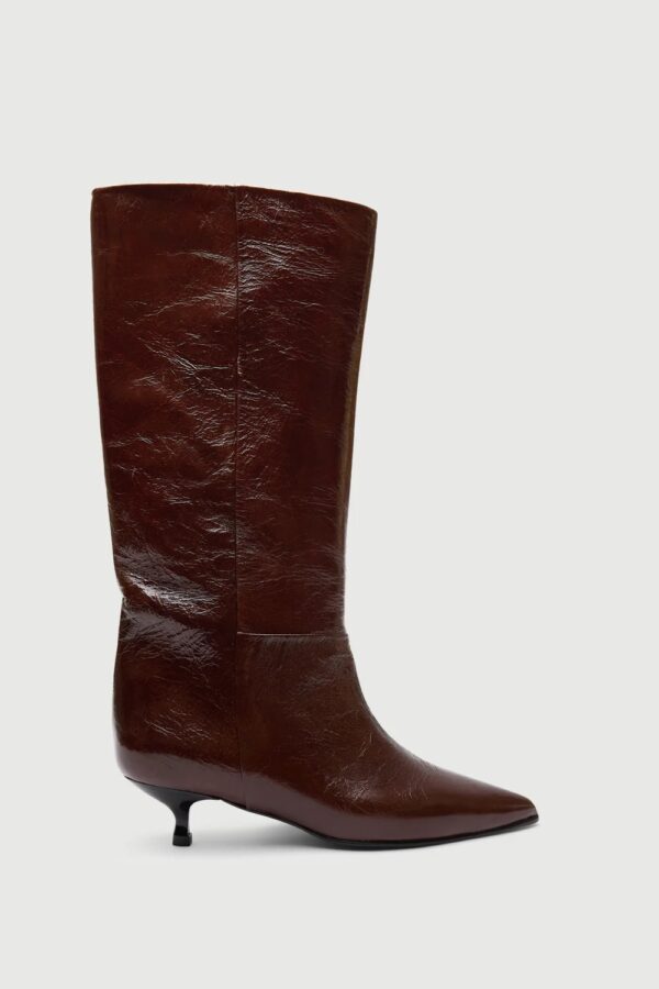 SYDNEY LEATHER BOOTS, glossy saddle