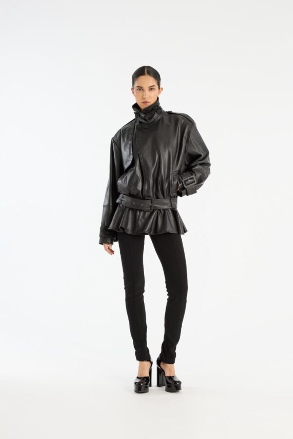 BIKER LEATHER JACKET, black