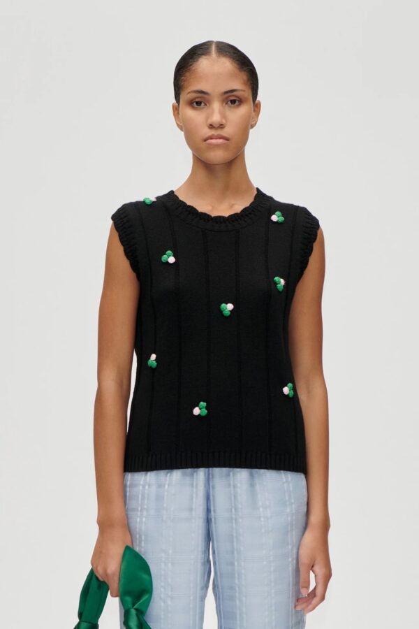 BUBBLE KNIT VEST, black
