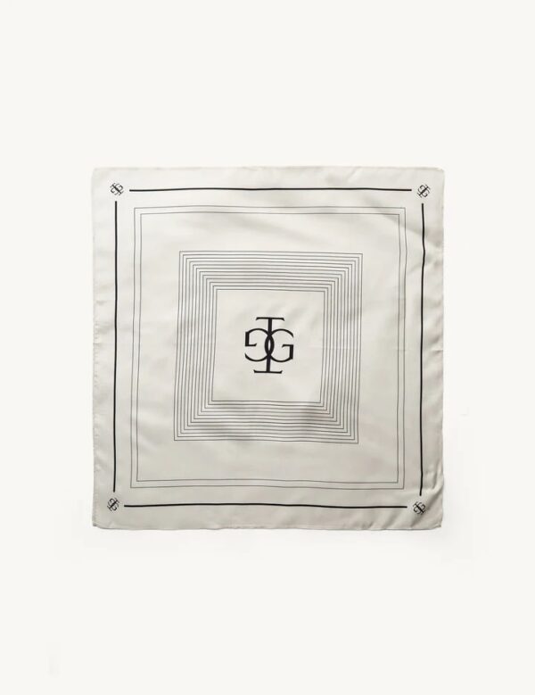 TG SILK SCARF, cream/black print - Image 2