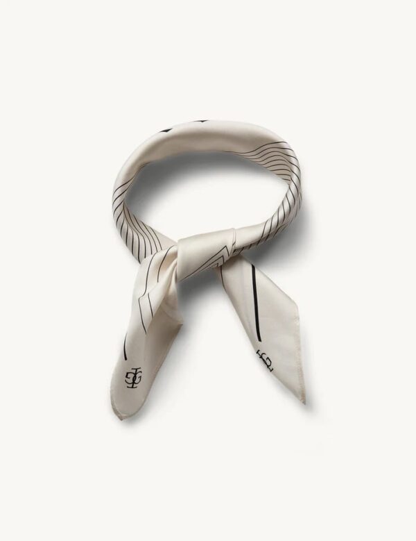 TG SILK SCARF, cream/black print