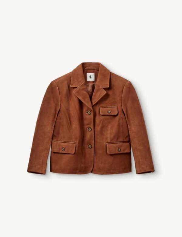 SUEDE FITTED JACKET, hazelnut