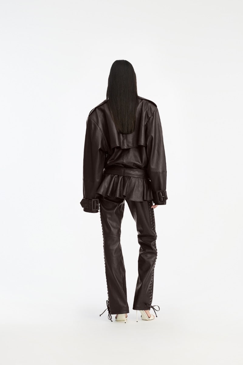 BIKER LEATHER JACKET, dark brown - Image 2