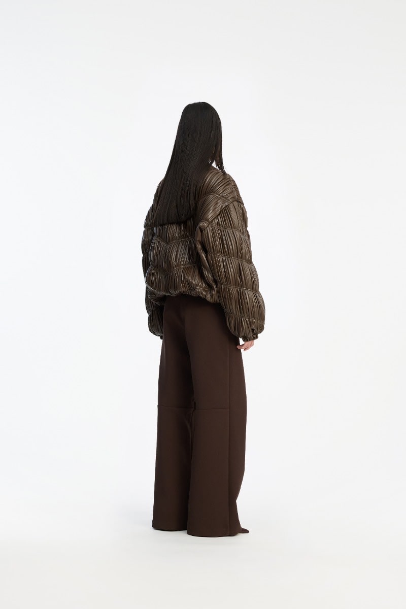 PLEATED BOMBER JACKET, dark brown - Image 2