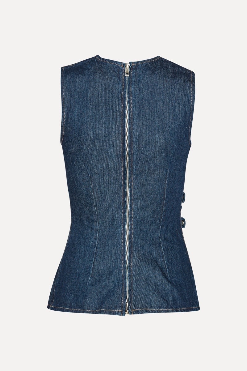 DENIM BUTTONED TOP, dark blue - Image 2