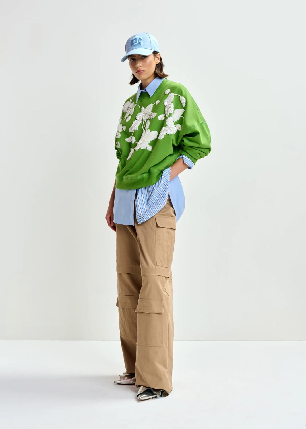 JAGA SWEATSHIRT, green/off-white