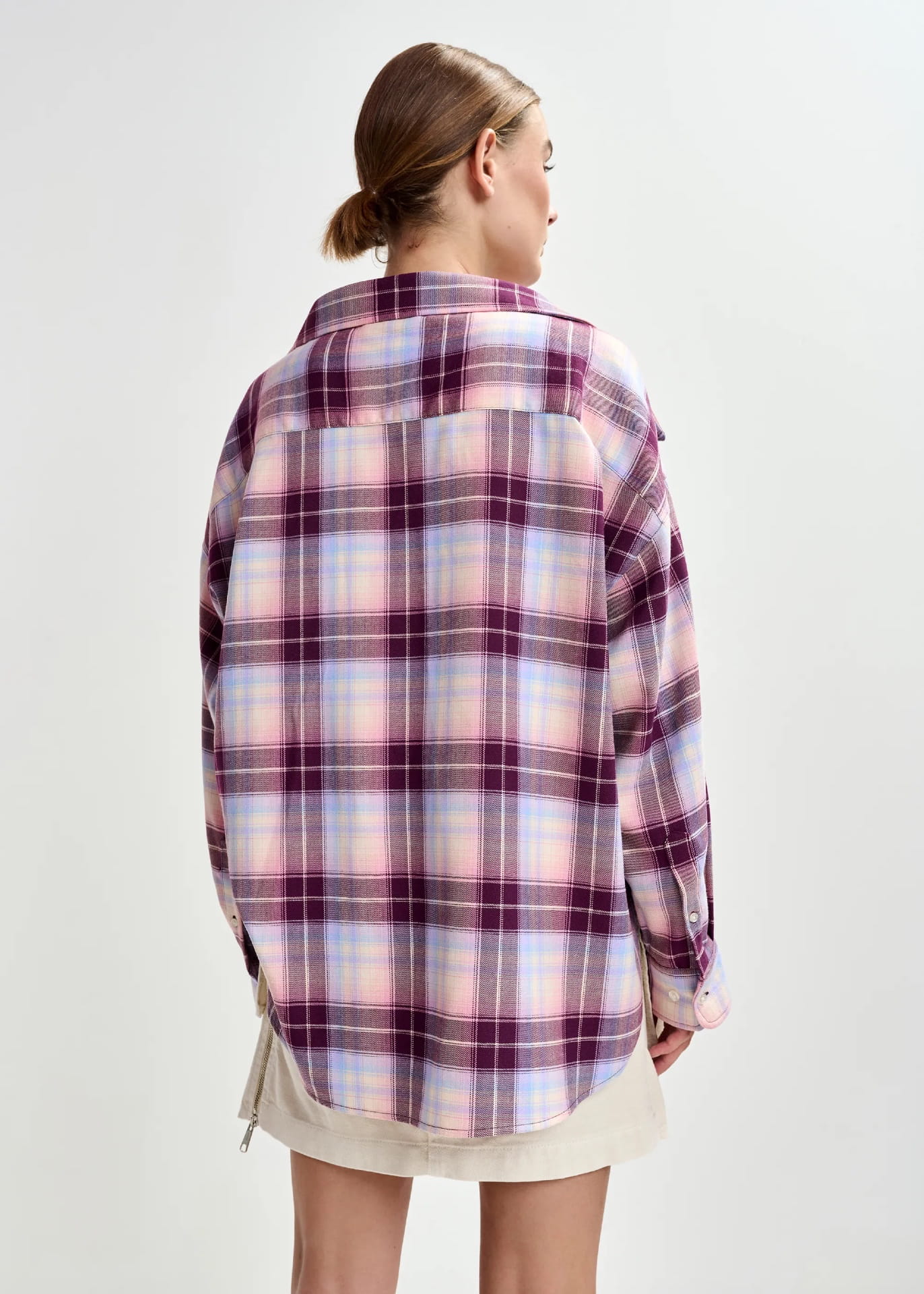 JANDREW OVERSIZED PLAID SHIRT, burgundy/light blue/purple - Image 3