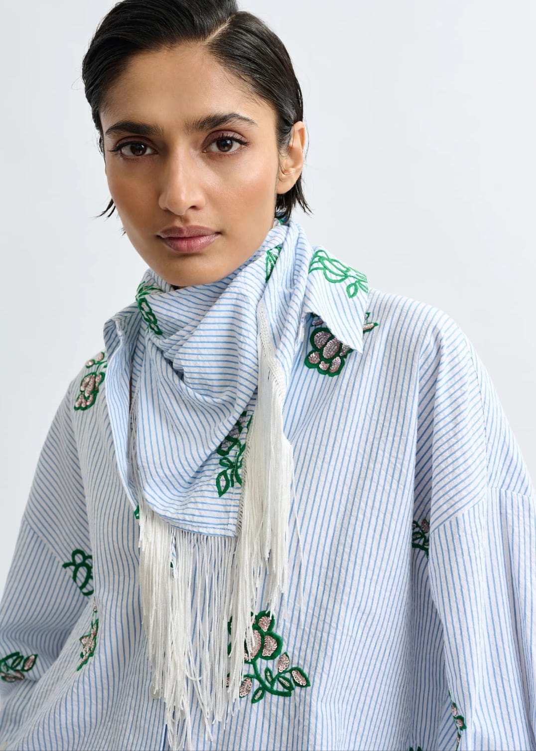 JENNIE SCARF, green/light blue/off-white