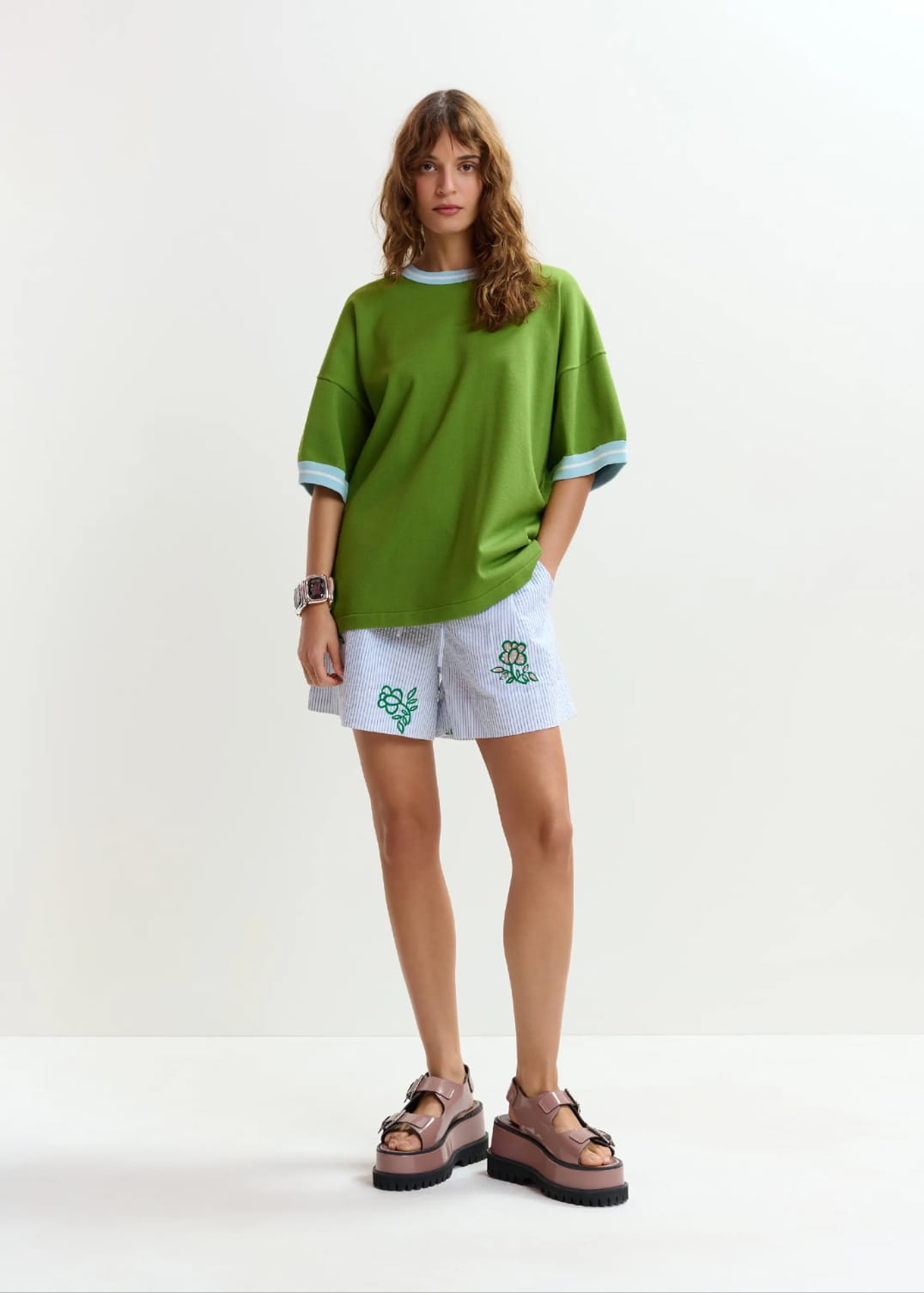 JISMART KNIT T-SHIRT, green/light blue
