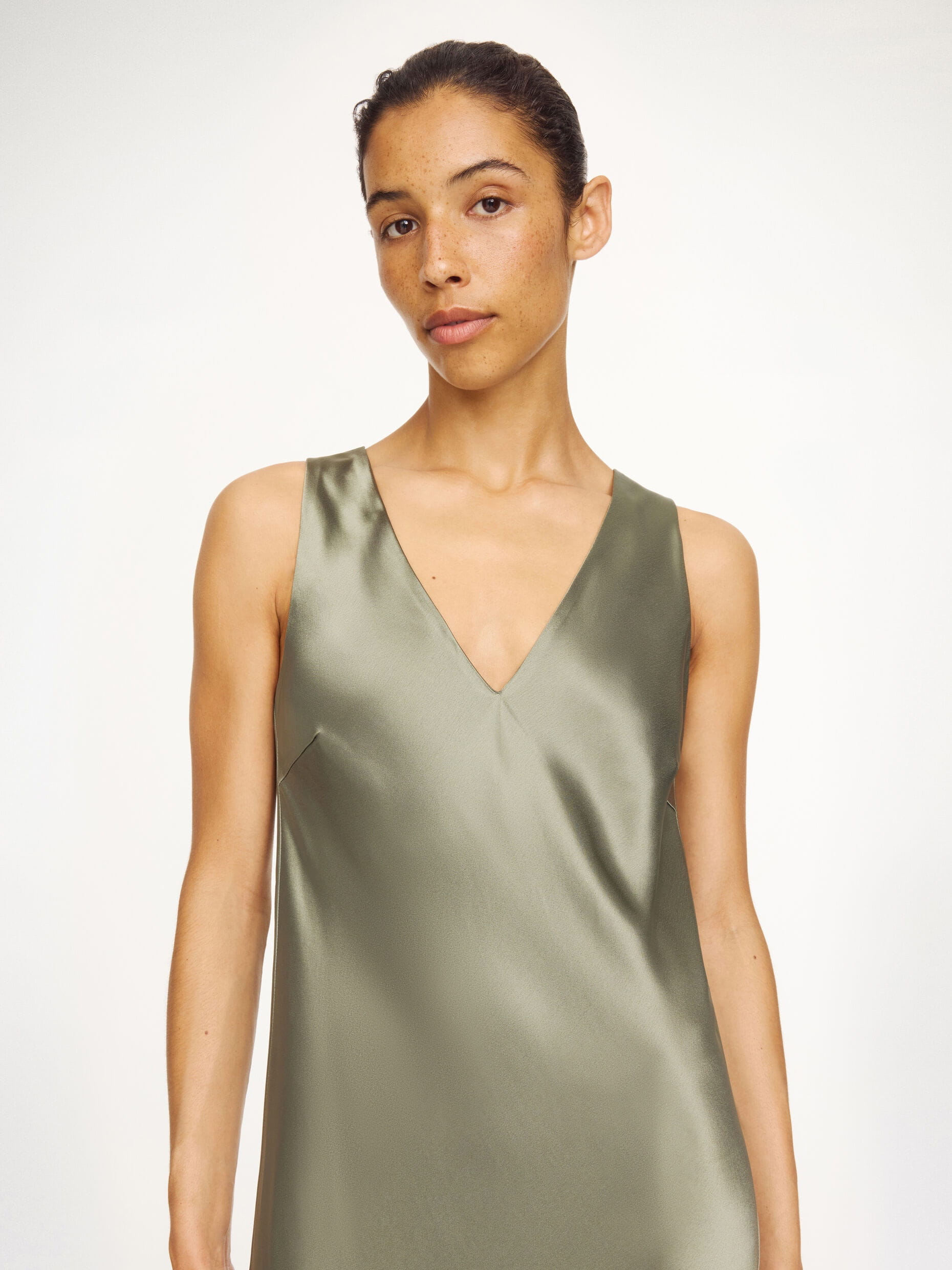 LEVITA SATIN MAXI DRESS, deep lichen green - Image 2