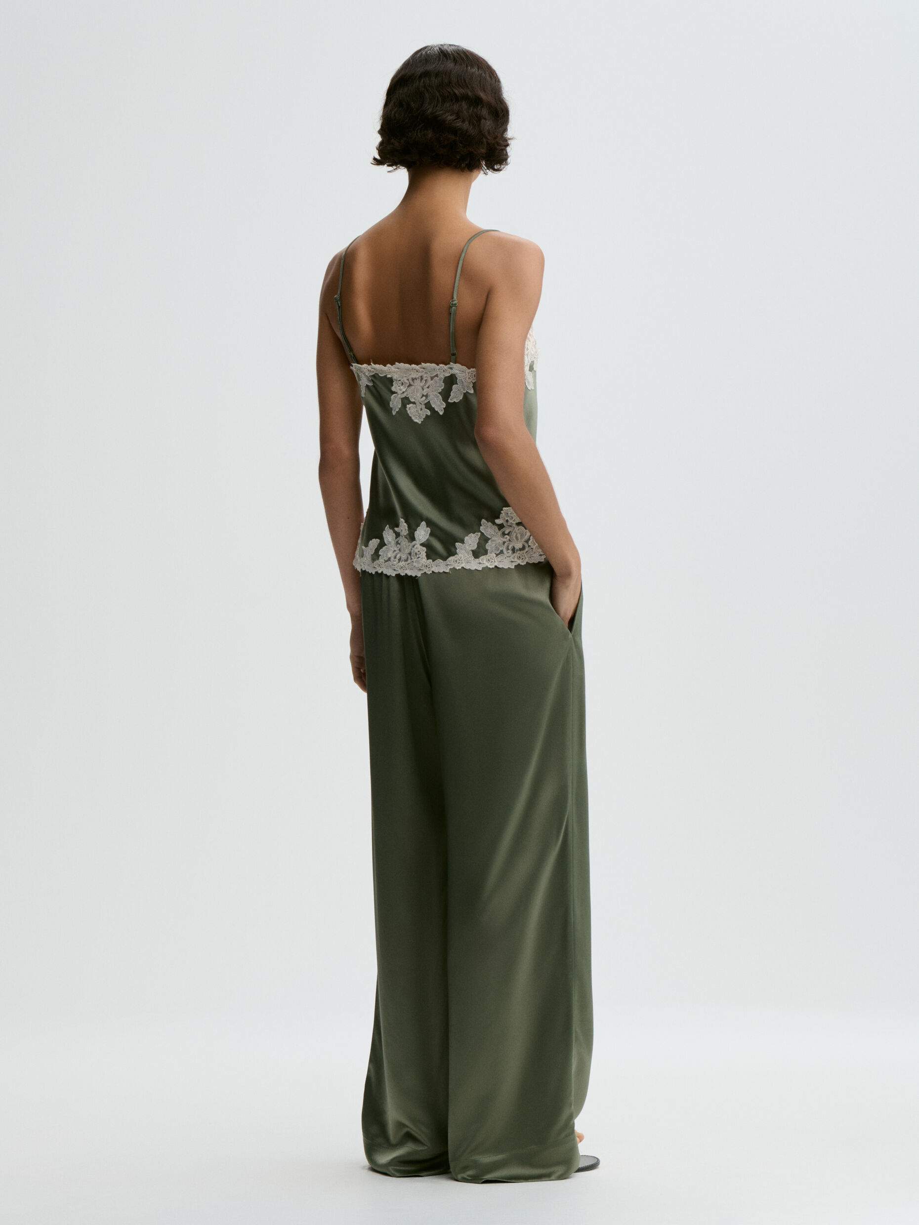 MADELEINE SATIN TOP, deep lichen green - Image 3