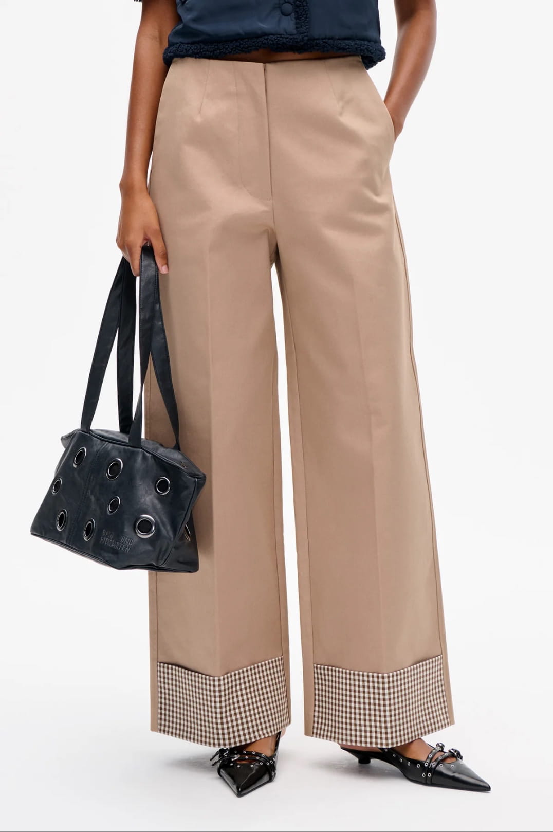 NARIN TROUSERS, portabella camel check - Image 2