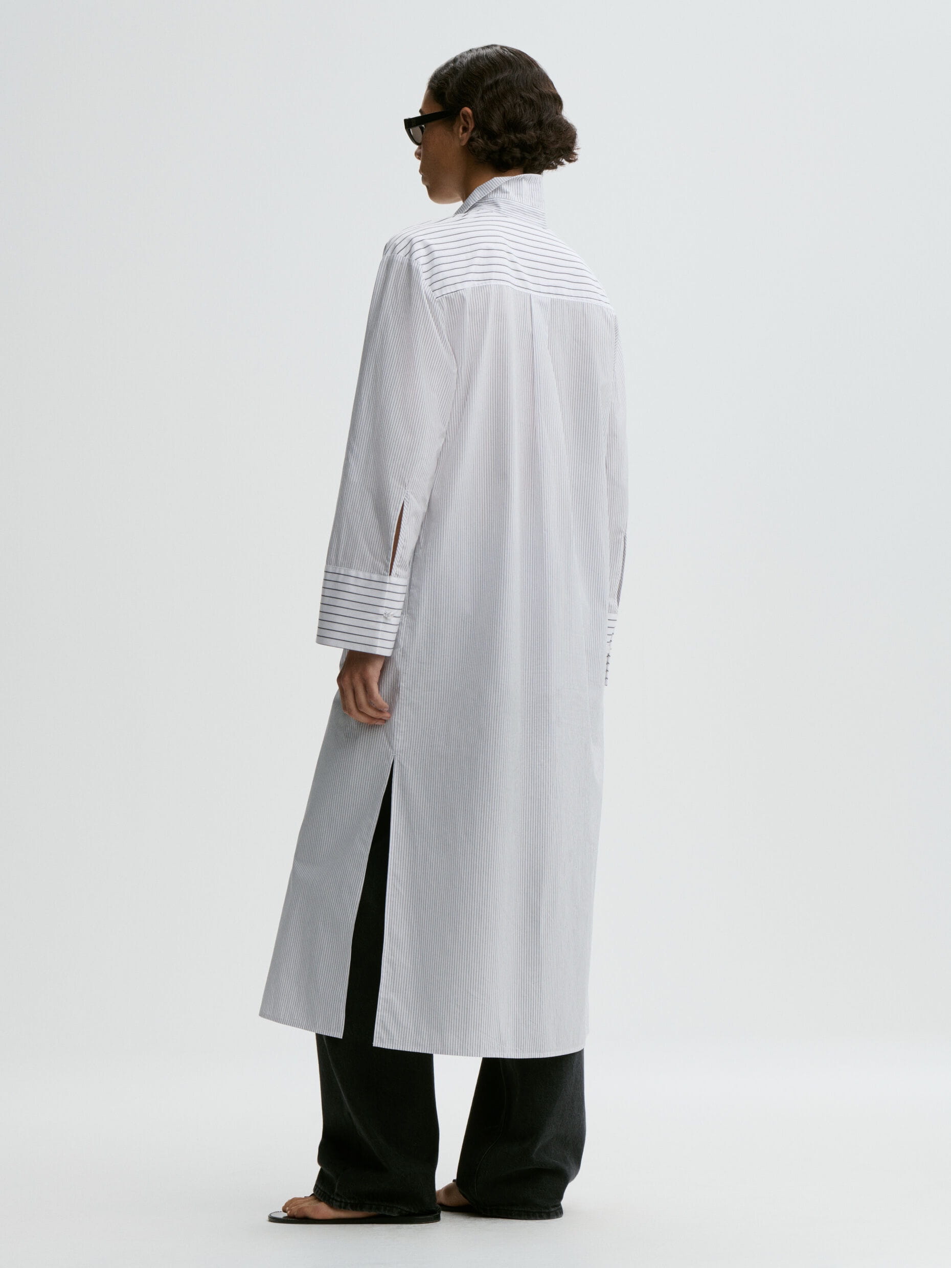 PERROTI ORGANIC COTTON MAXI DRESS, black white mix stripe - Image 3