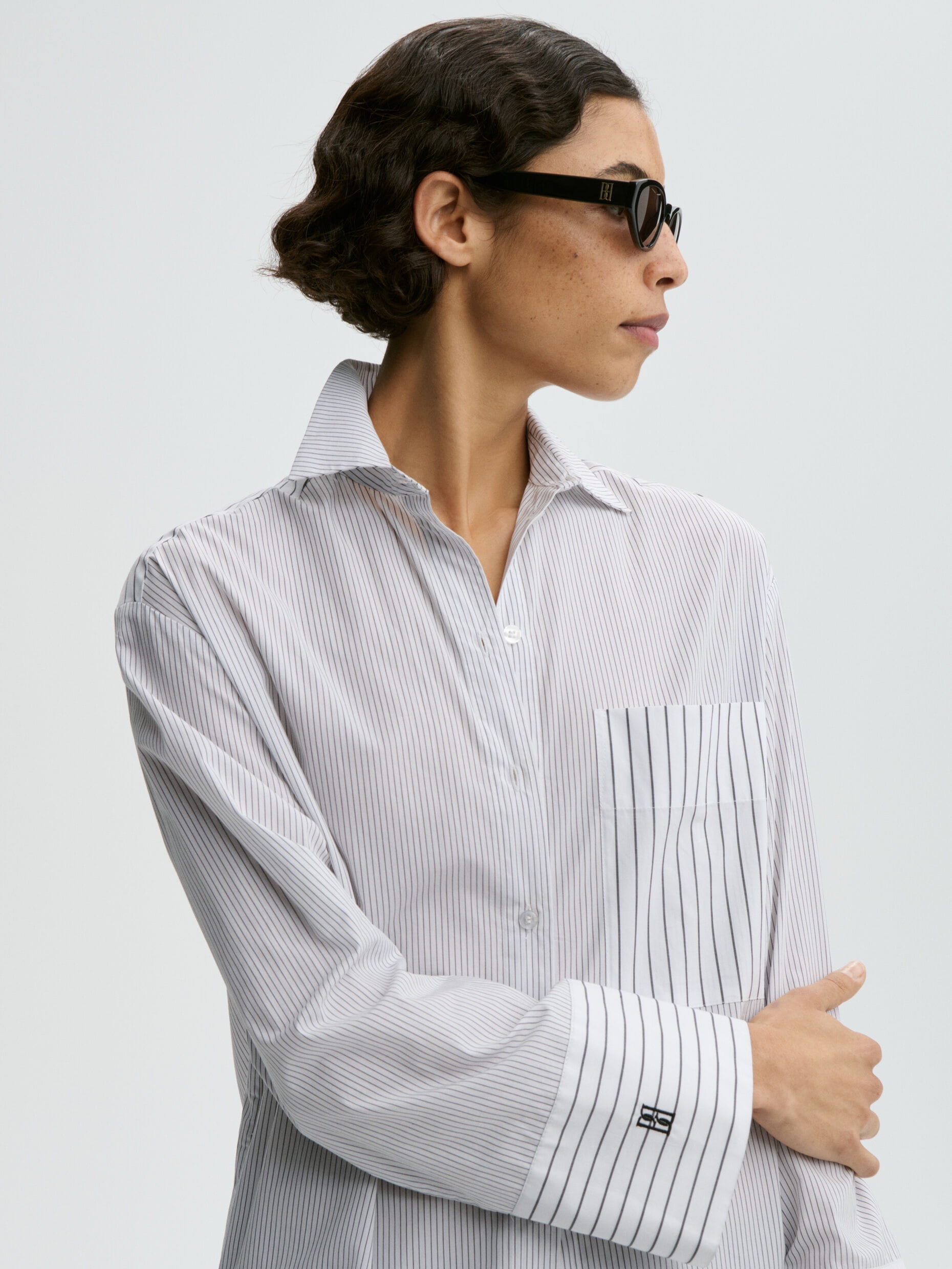 PERROTI ORGANIC COTTON MAXI DRESS, black white mix stripe - Image 2