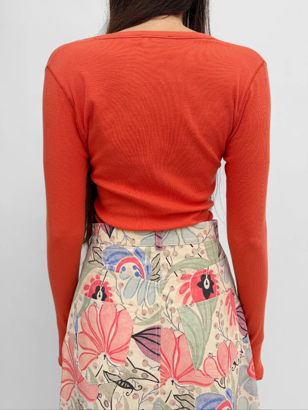 THE KIARA HENLEY SHIRT TOP, bleached red - Image 3